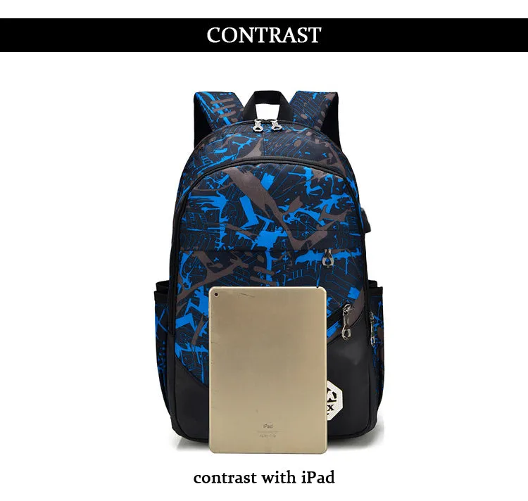 Backpacks USB Charging Backpacks For Teenager 3Pcs/Set   Shoulder School Bags Mochila Travel Bags