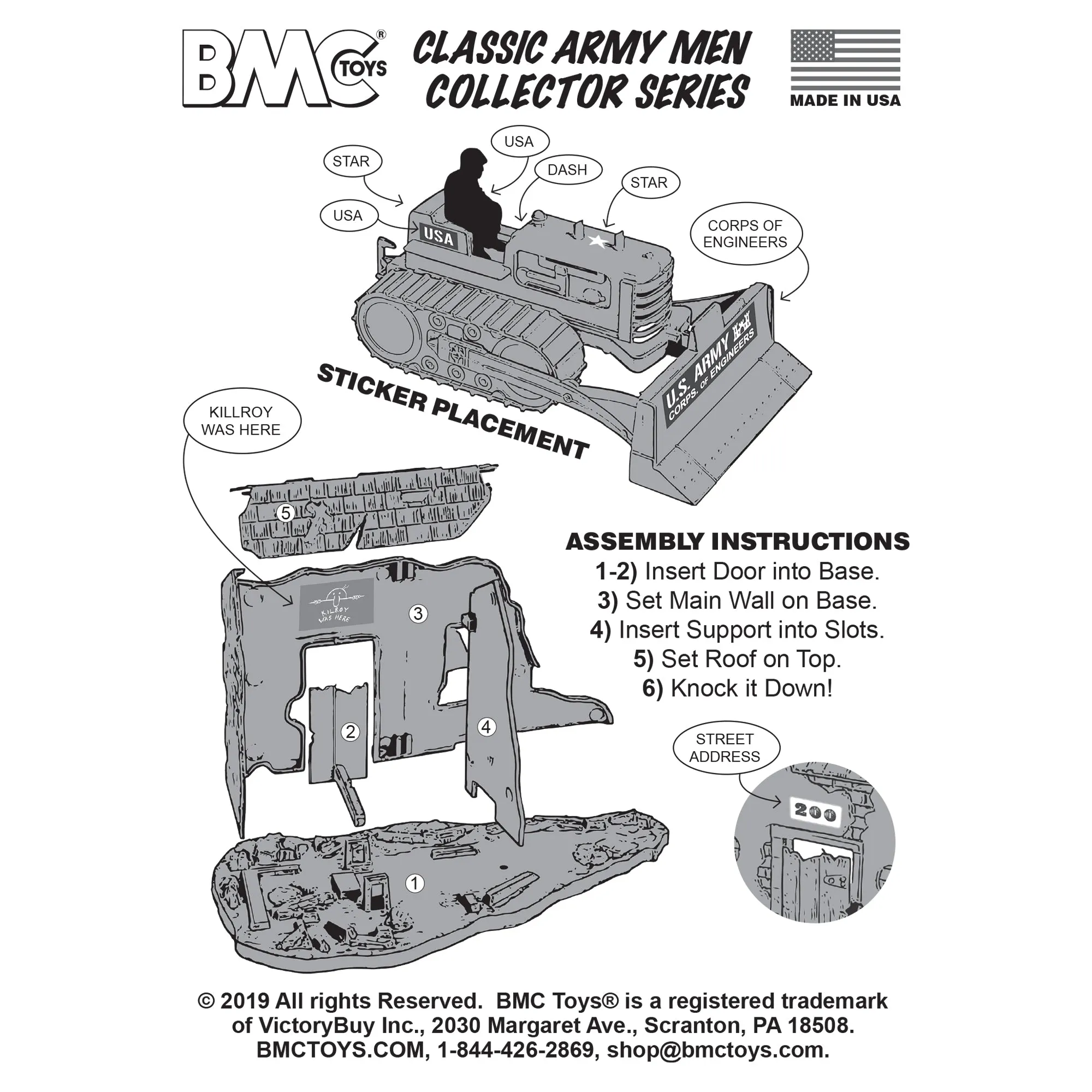 BMC Classic Army Corps of Engineers Tan Bulldozer Building Plastic Army Men Set