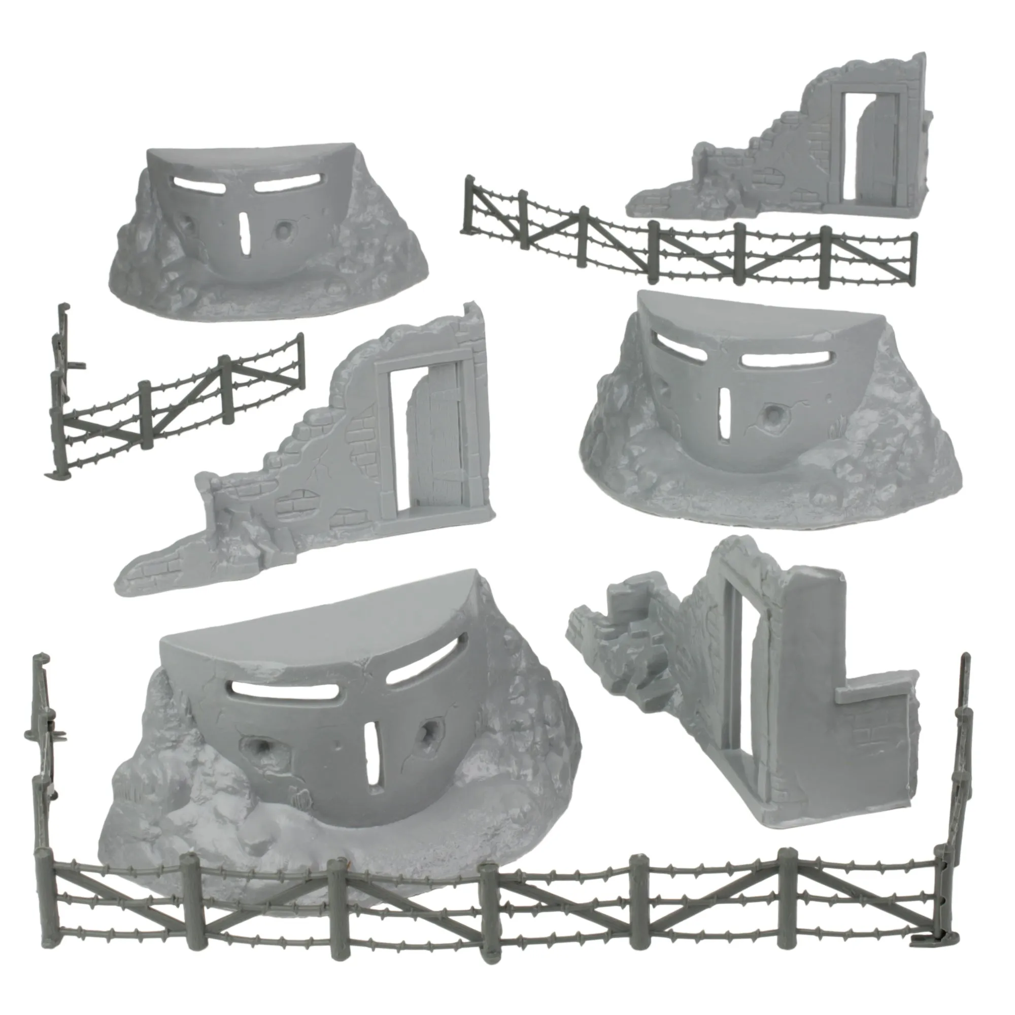 BMC Classic Marx Axis Ambush - 14pc Gray Plastic Army Men Playset Accessories