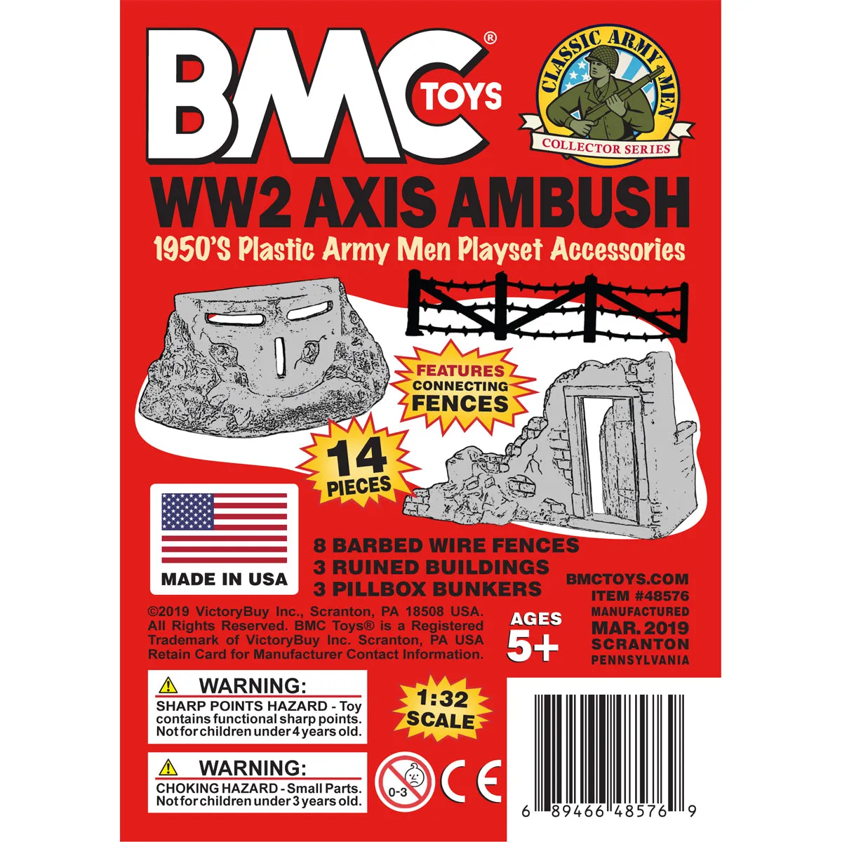 BMC Classic Marx Axis Ambush - 14pc Gray Plastic Army Men Playset Accessories