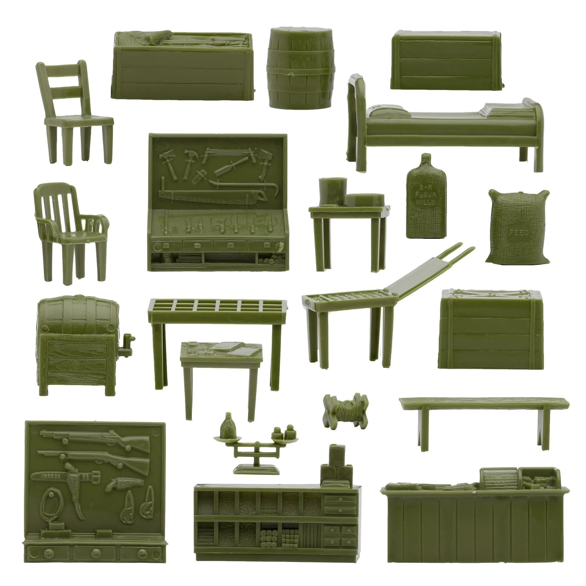 BMC Classic Marx Military Base Camp - 44pc Plastic Army Men Playset Accessories