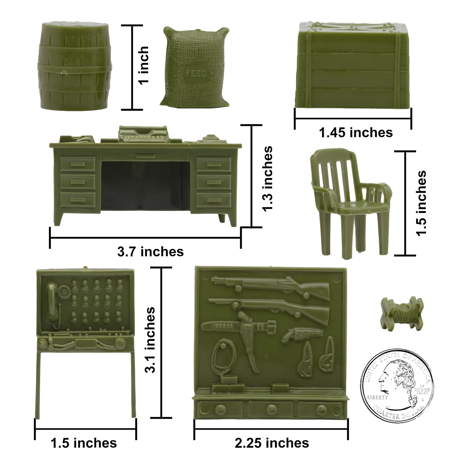 BMC Classic Marx Military Base Camp - 44pc Plastic Army Men Playset Accessories