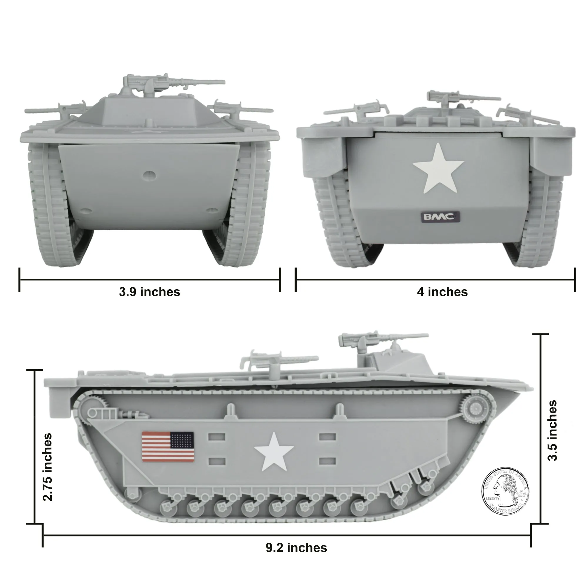 BMC WW2 USMC Amtrac LVT - 1:32 Amphibious Vehicle for Plastic Army Men