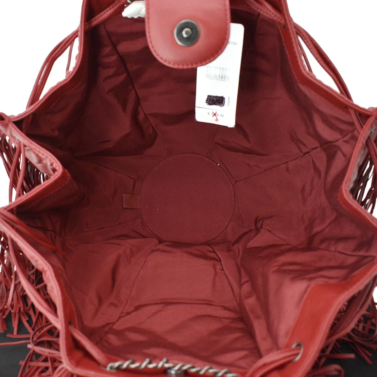 CL Paris Dallas Drawstring Fringe Shoulder Bag Red