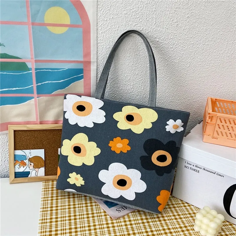 deanwangkt  Fashion Folding Women Big Size Handbag Tote Ladies Casual Flower Printing Canvas Graffiti Shoulder Bag Beach Bolsa Feminina