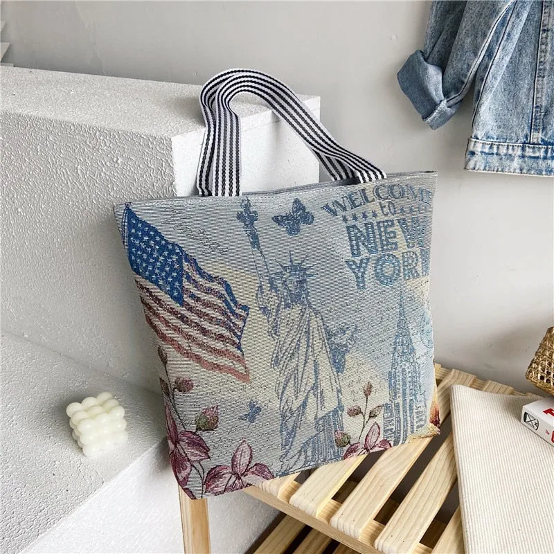 deanwangkt  Fashion Folding Women Big Size Handbag Tote Ladies Casual Flower Printing Canvas Graffiti Shoulder Bag Beach Bolsa Feminina