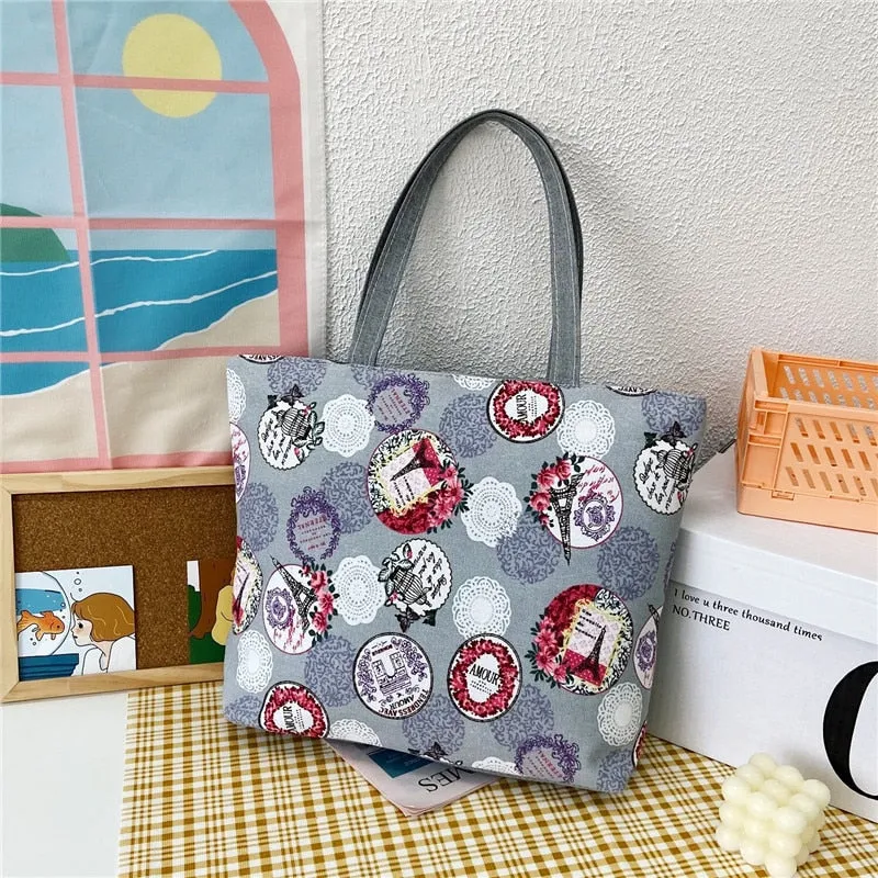 deanwangkt  Fashion Folding Women Big Size Handbag Tote Ladies Casual Flower Printing Canvas Graffiti Shoulder Bag Beach Bolsa Feminina