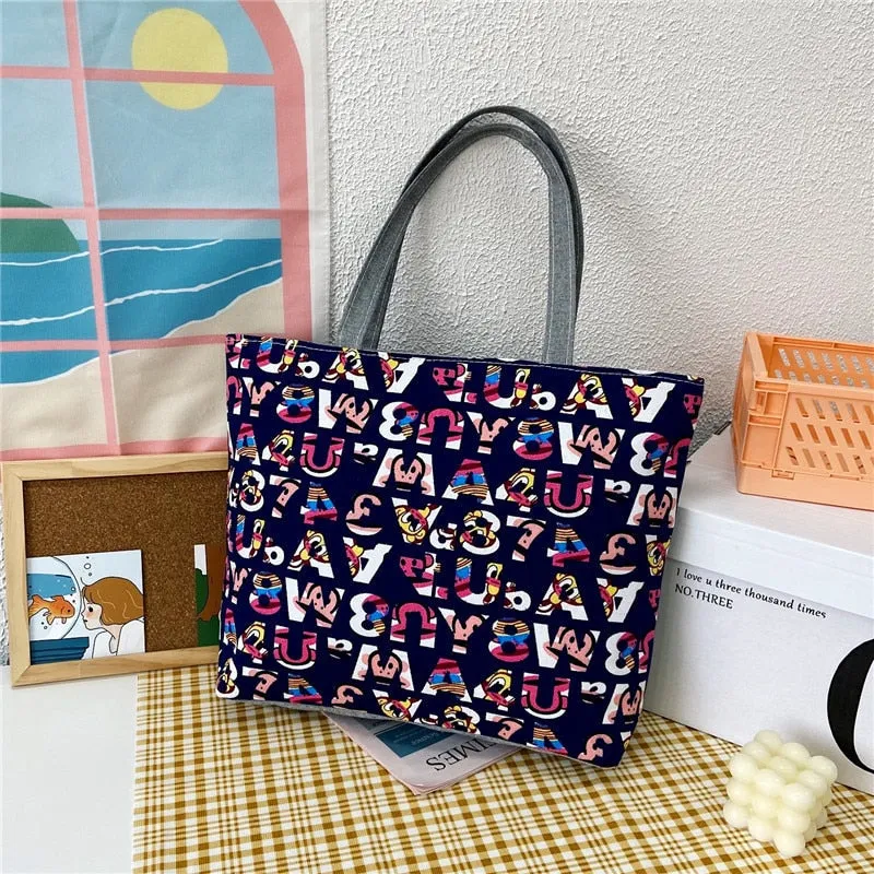 deanwangkt  Fashion Folding Women Big Size Handbag Tote Ladies Casual Flower Printing Canvas Graffiti Shoulder Bag Beach Bolsa Feminina