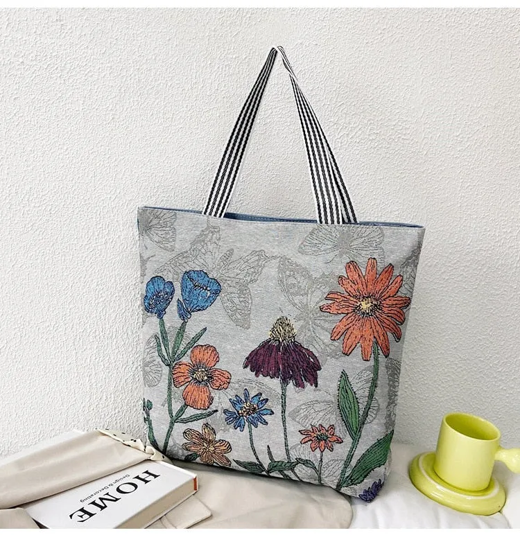 deanwangkt  Fashion Folding Women Big Size Handbag Tote Ladies Casual Flower Printing Canvas Graffiti Shoulder Bag Beach Bolsa Feminina