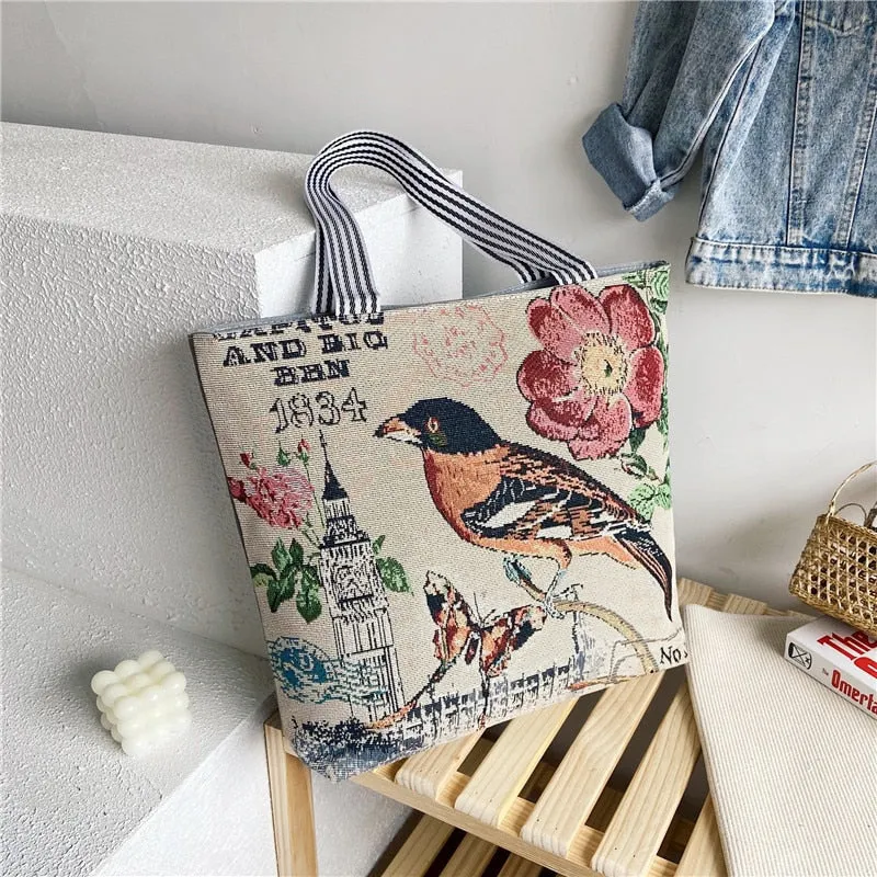 deanwangkt  Fashion Folding Women Big Size Handbag Tote Ladies Casual Flower Printing Canvas Graffiti Shoulder Bag Beach Bolsa Feminina