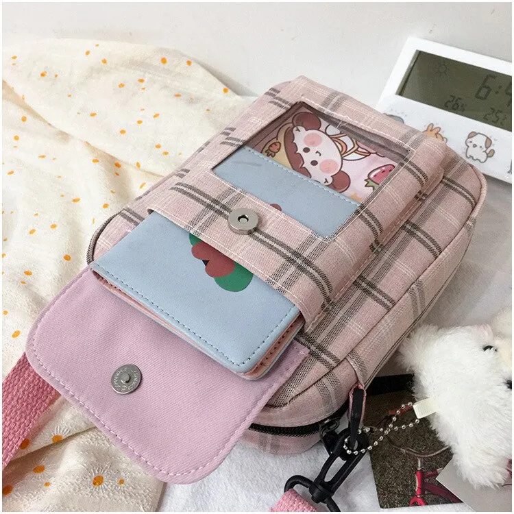 deanwangkt  Japanese Lovely Small Bag Women Plaid Flap New Crossbody Bags Girls Nylon Shoulder Bag Bolsa Feminina Transparent Pocket Bags