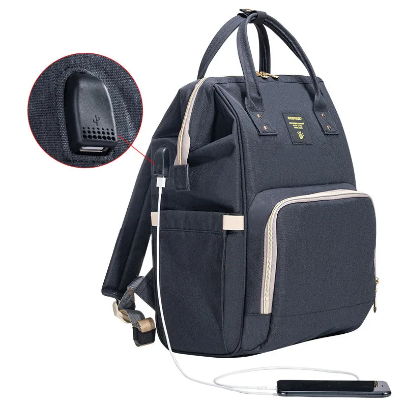 Diaper Bag with USB - Black