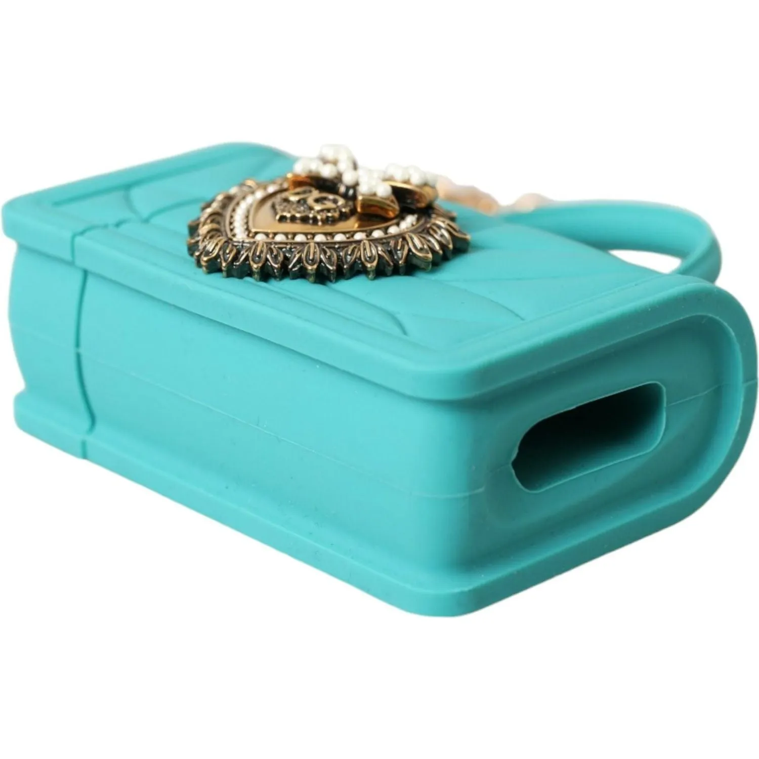 Dolce & Gabbana Turquoise Silicone Devotion Heart Cover Bag Airpods Case