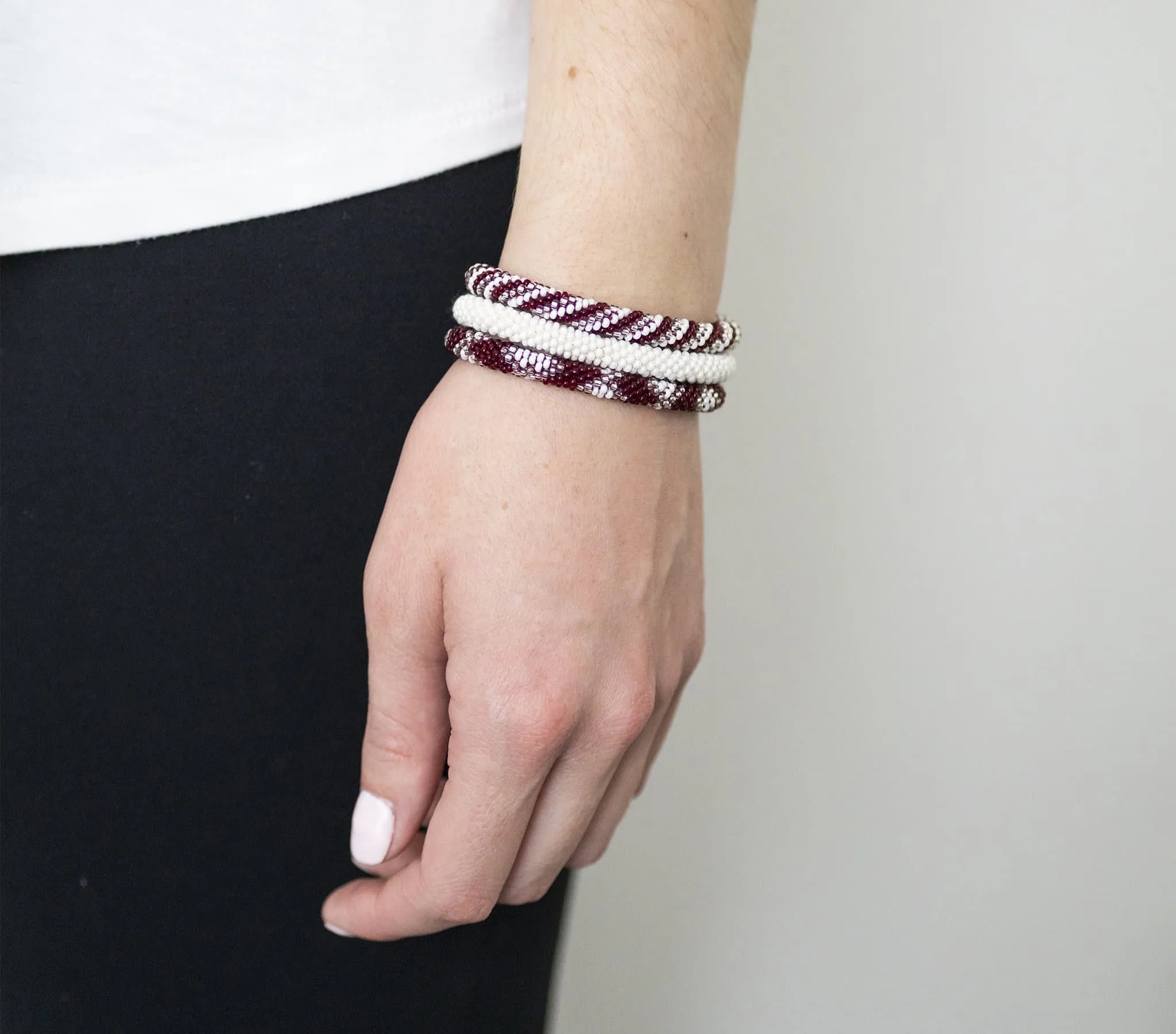 Game Day Roll-On® Bracelets <br> Maroon & White