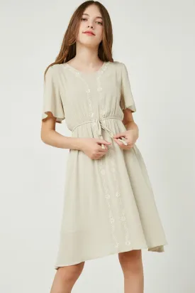 GIRLS Riley Embroidered Dress in Sage