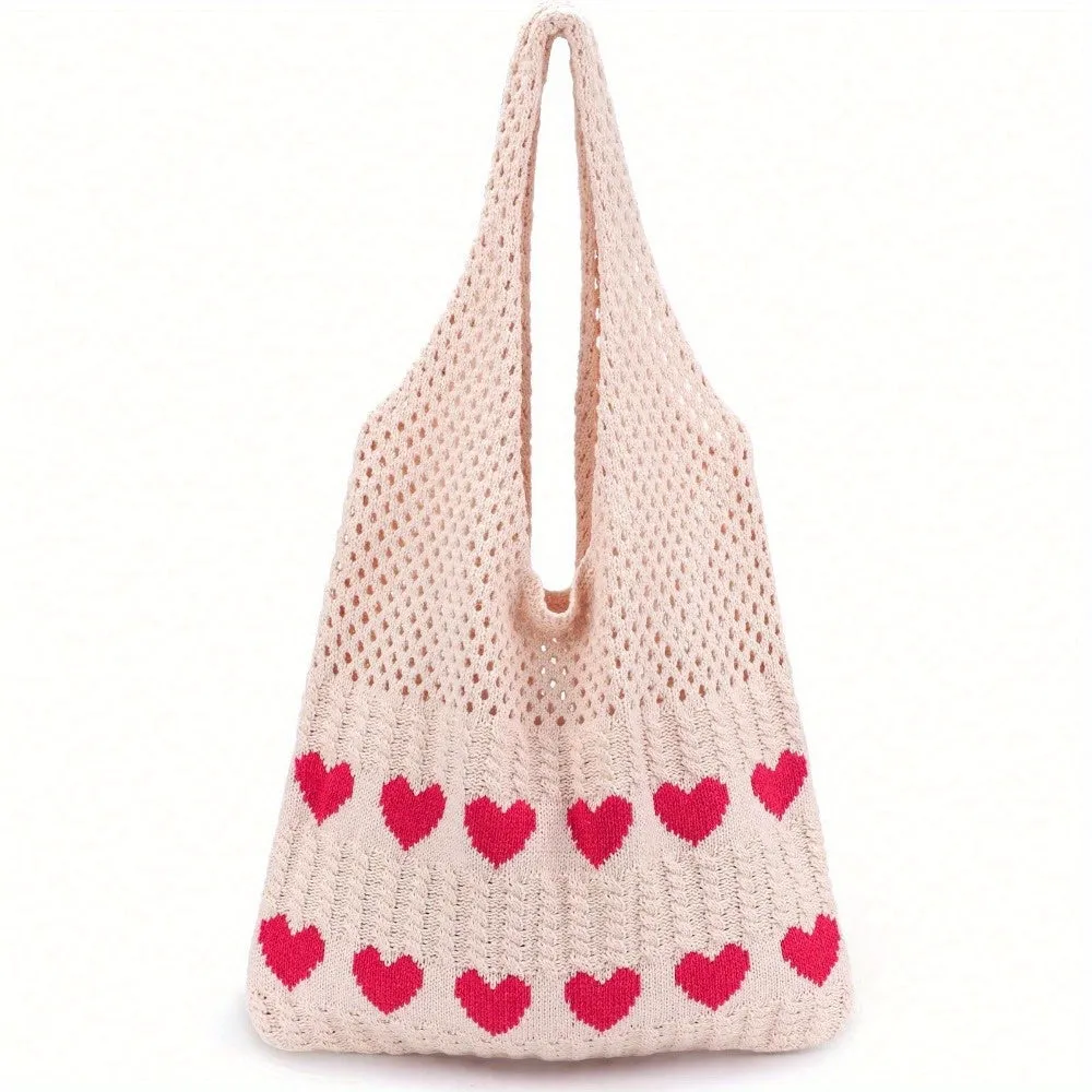 Hatisan 1 Pc Crochet Tote Bag For Women Tote Bag Aesthetic Crochet Beach Bag Hobo Bag Hippie Bag Summer Bag