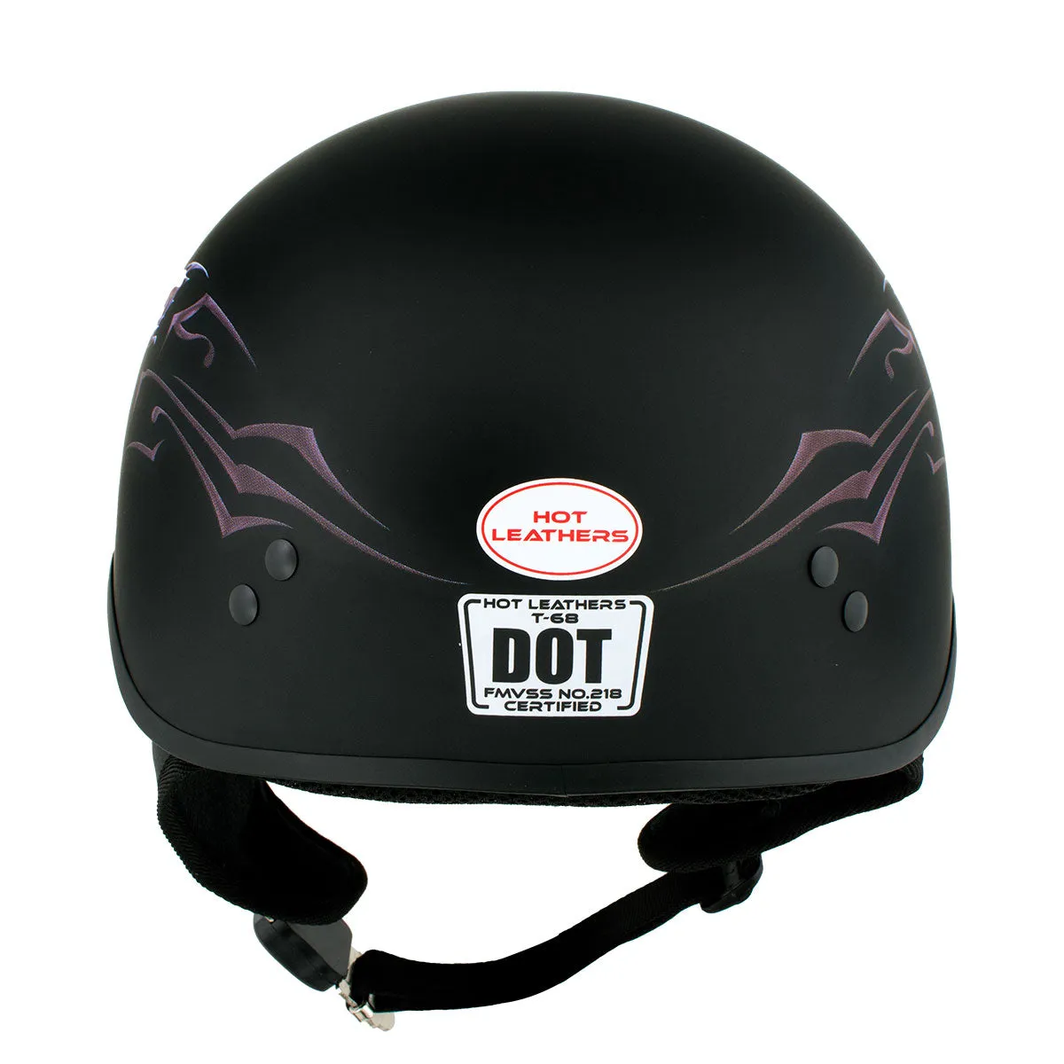 Hot Leathers HLD1052 DOT Skull Cap Half Helmet - Flat Black with