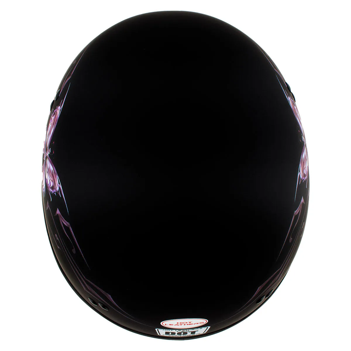 Hot Leathers HLD1052 DOT Skull Cap Half Helmet - Flat Black with