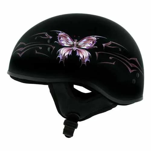 Hot Leathers HLD1052 DOT Skull Cap Half Helmet - Flat Black with