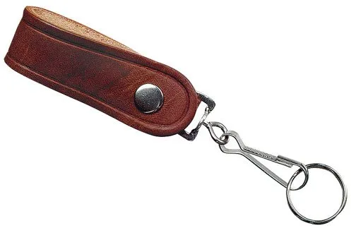 Hy-Ko KC185 Snap-On Leather Key Strap with Metal Clip