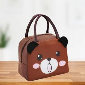 Insulated Lunch Box Bag with Aluminium Foil Insulation | Brown Color, Bear Design