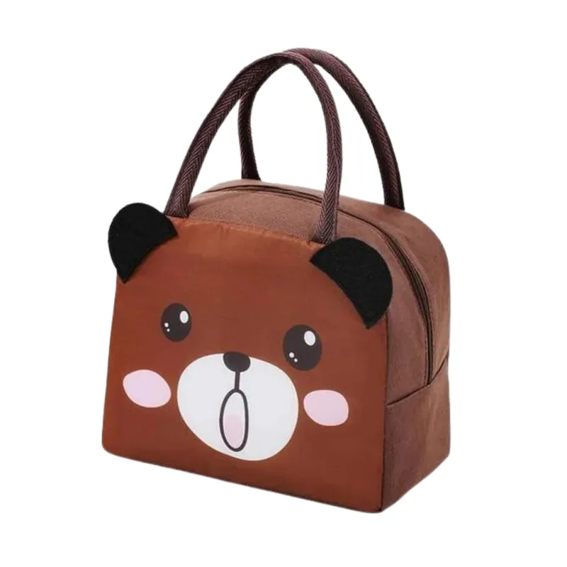 Insulated Lunch Box Bag with Aluminium Foil Insulation | Brown Color, Bear Design