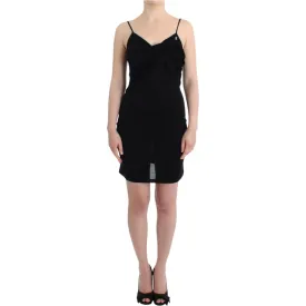 John Galliano Elegant Black Jersey Knee-Length Dress