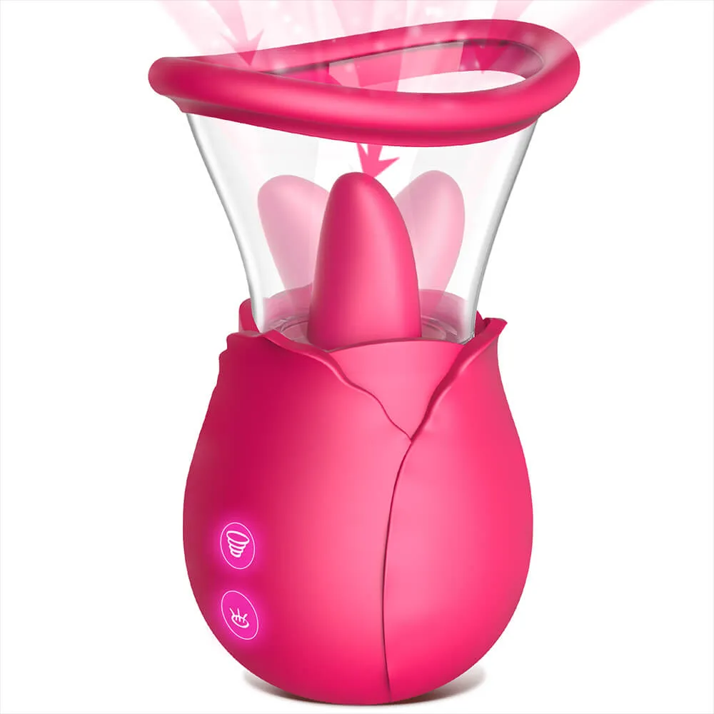 Klara - 2 in 1 Licking & Sucking Vacuum Pump Rose Vibrator