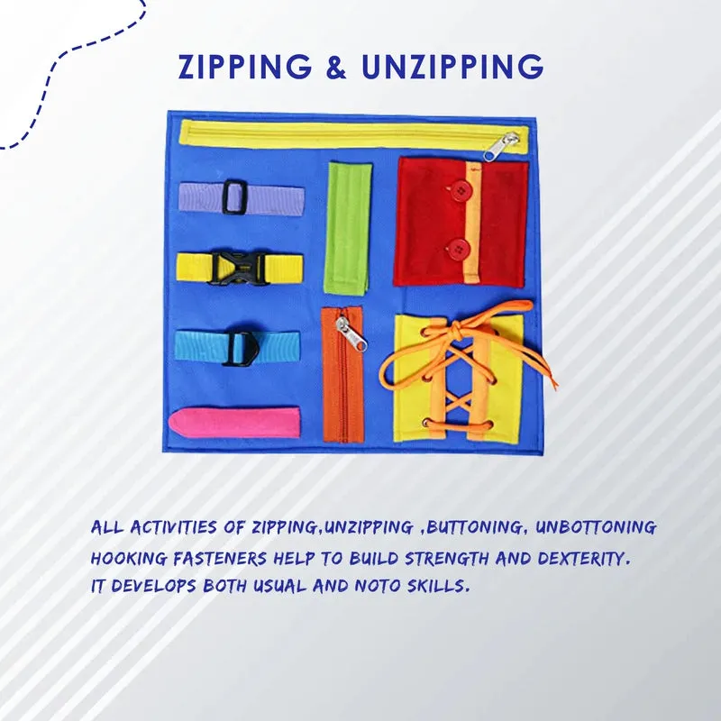 Learnings Zipping and Unzipping Skill Development, Learning Bag with Buckles, Zipper & Snaps, Developing Fine Motor Skills -Kids Toy Gift for 2 to 5 Year's Kid