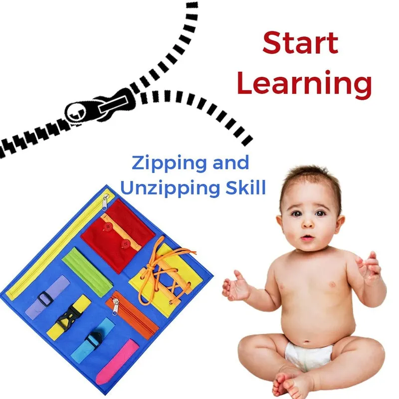 Learnings Zipping and Unzipping Skill Development, Learning Bag with Buckles, Zipper & Snaps, Developing Fine Motor Skills -Kids Toy Gift for 2 to 5 Year's Kid