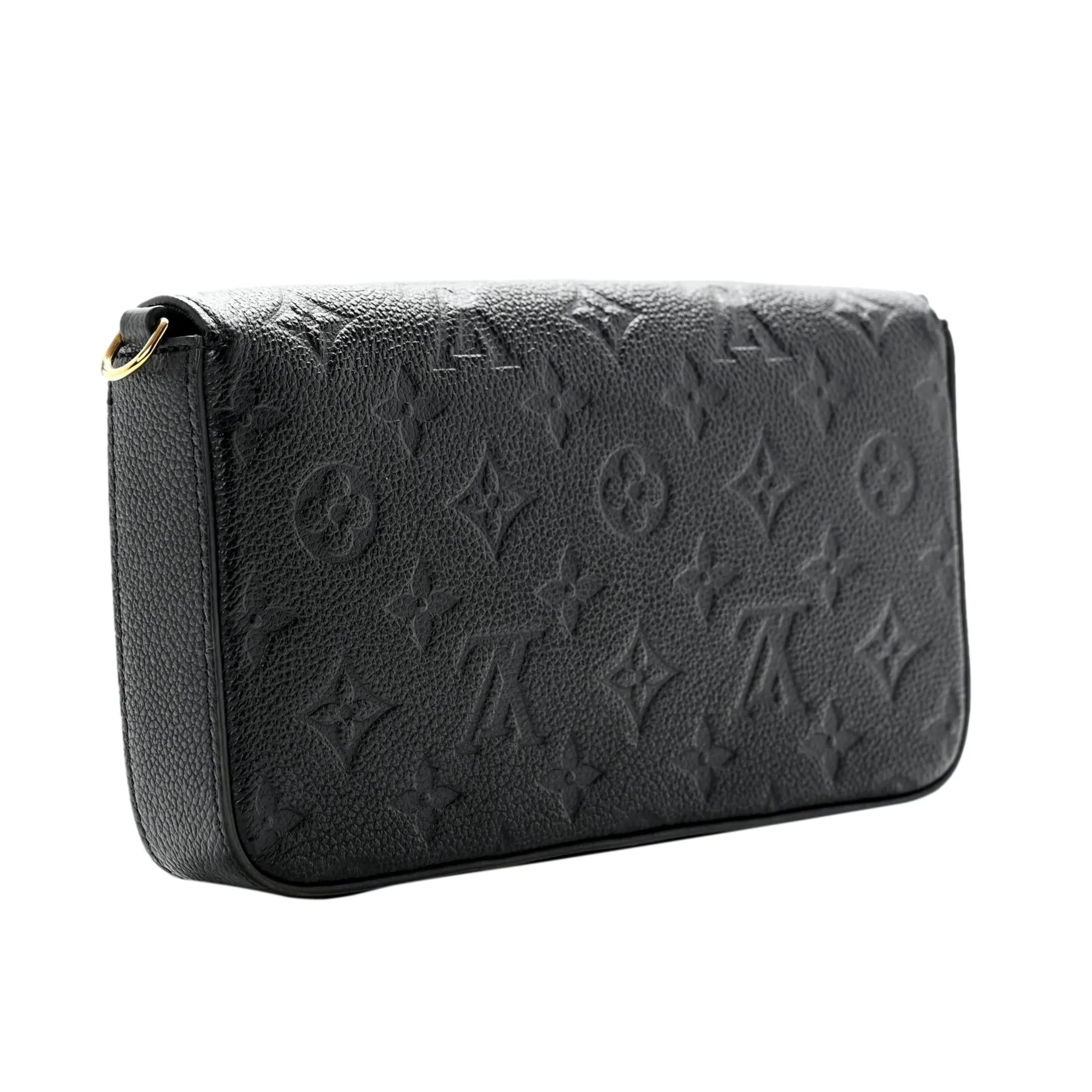 Louis Vuitton Felicie Pouchette Black Monogram Chain Wallet Crossbody Bag