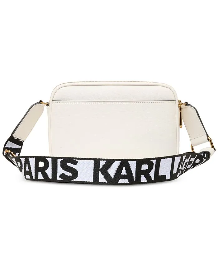 Maybelle double zip shoulder bag with pendant KARL LAGERFELD PARIS, white