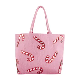 Mud Pie The Candy Cane Sparkle Tote