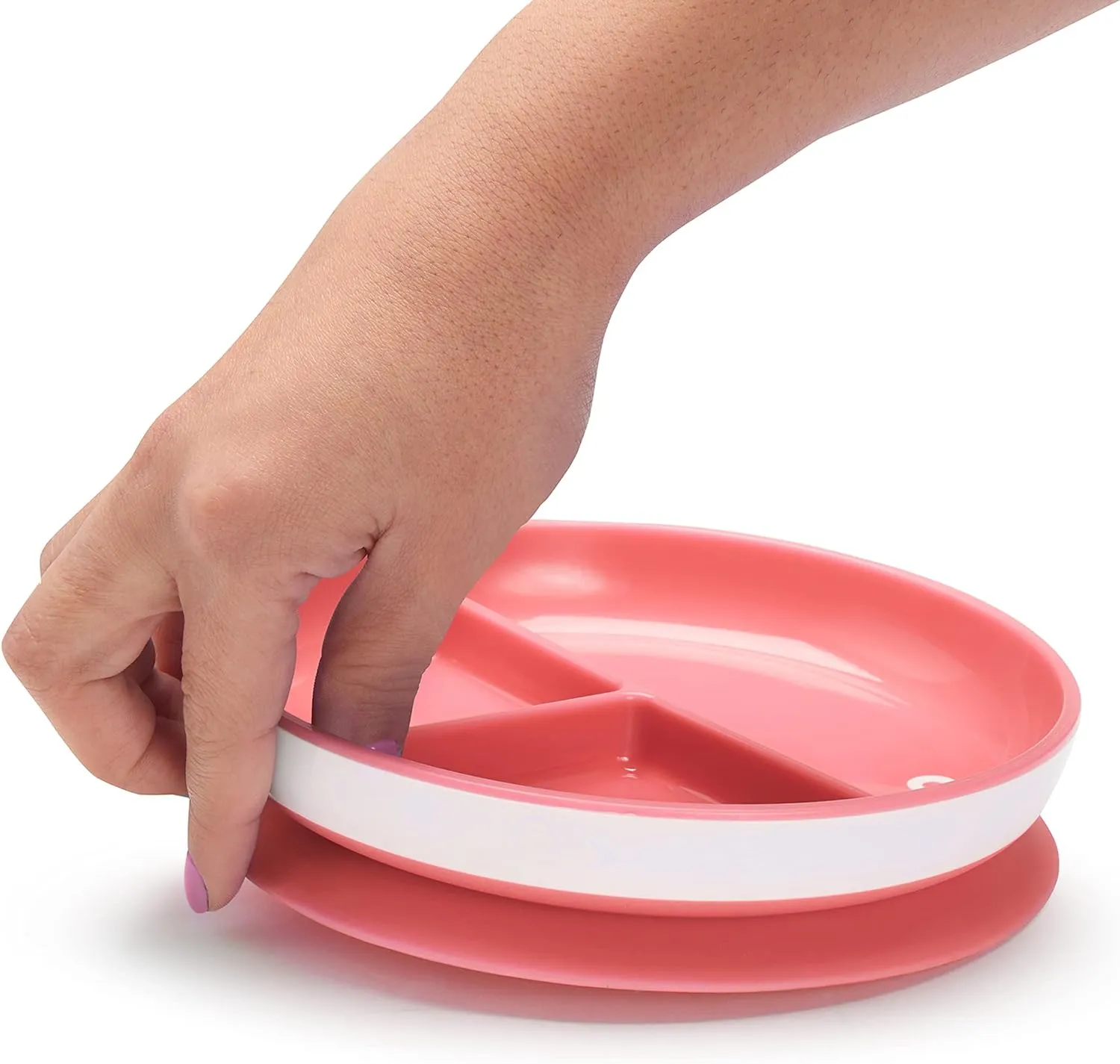 Munchkin Stay Put Bowls and Divided Plates, 5 Pack, Pink/Purple