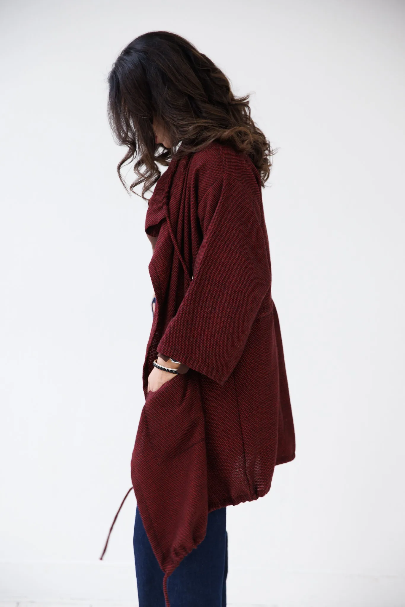 NEW! Wool Drawstring Overlay Maroon