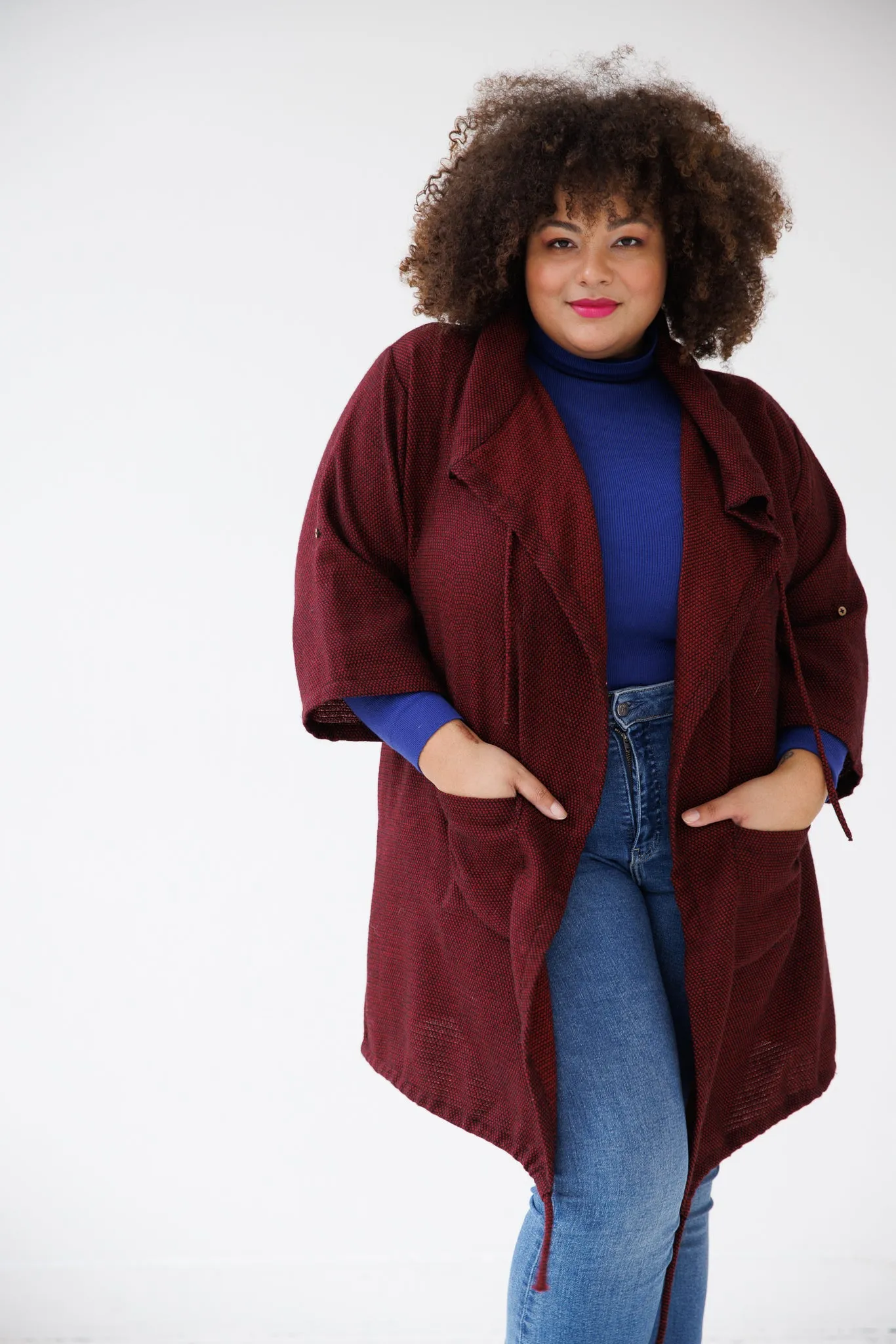 NEW! Wool Drawstring Overlay Maroon