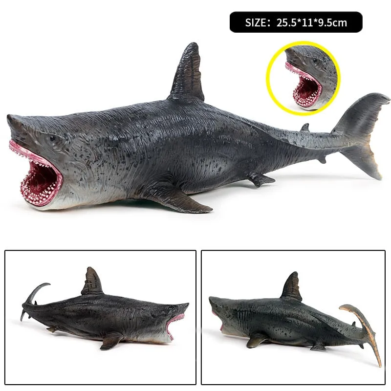 Oenux Savage Marine Sea Life Megalodon Action Figure Classic Ocean Animals Big Shark Fish Model PVC Collection Toy For Kids Gift