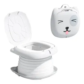 Plastic Potty Training Seat for Toddlers, Easy to Carry Folding Design, Comfortable Toilet Seat, Easy to Clean with Removable Plastic Bag, White