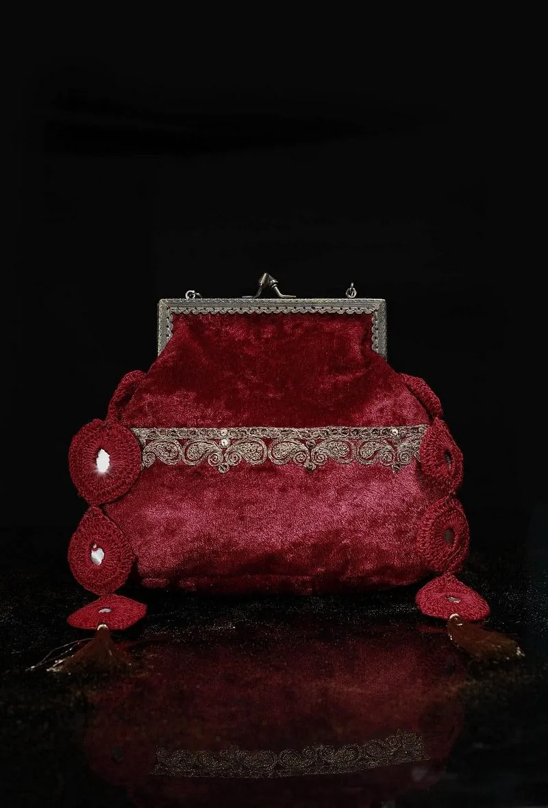 Red Velvet Sling Potli Bag