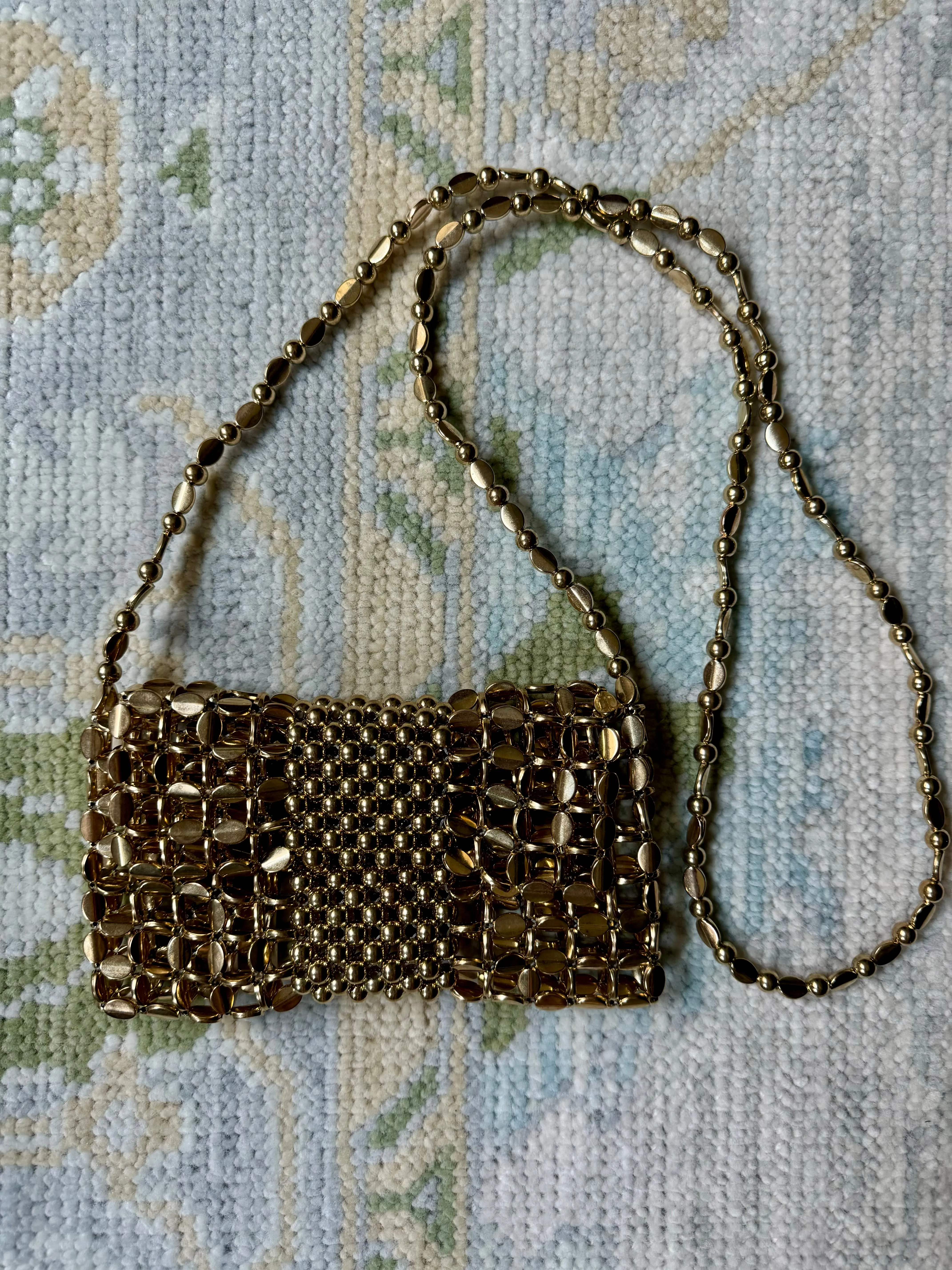 Slim Gold Beaded Gameday Crossbody Bag