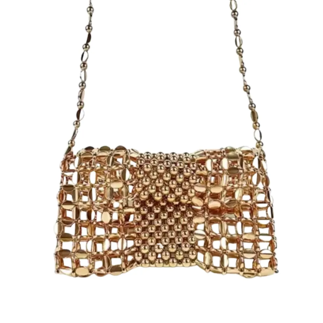 Slim Gold Beaded Gameday Crossbody Bag