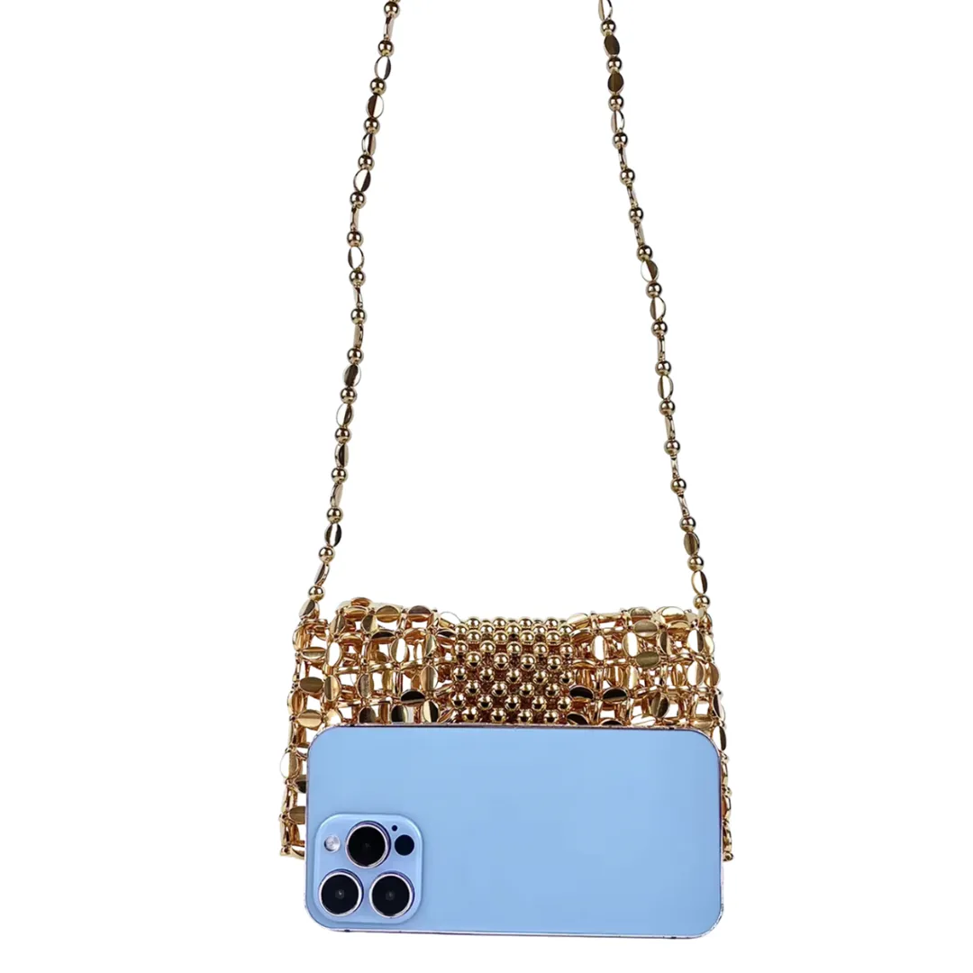 Slim Gold Beaded Gameday Crossbody Bag