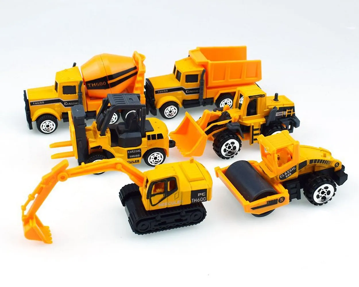 Toy Construction Vehicles Set of 6 Alloy Pull Back Vehicles