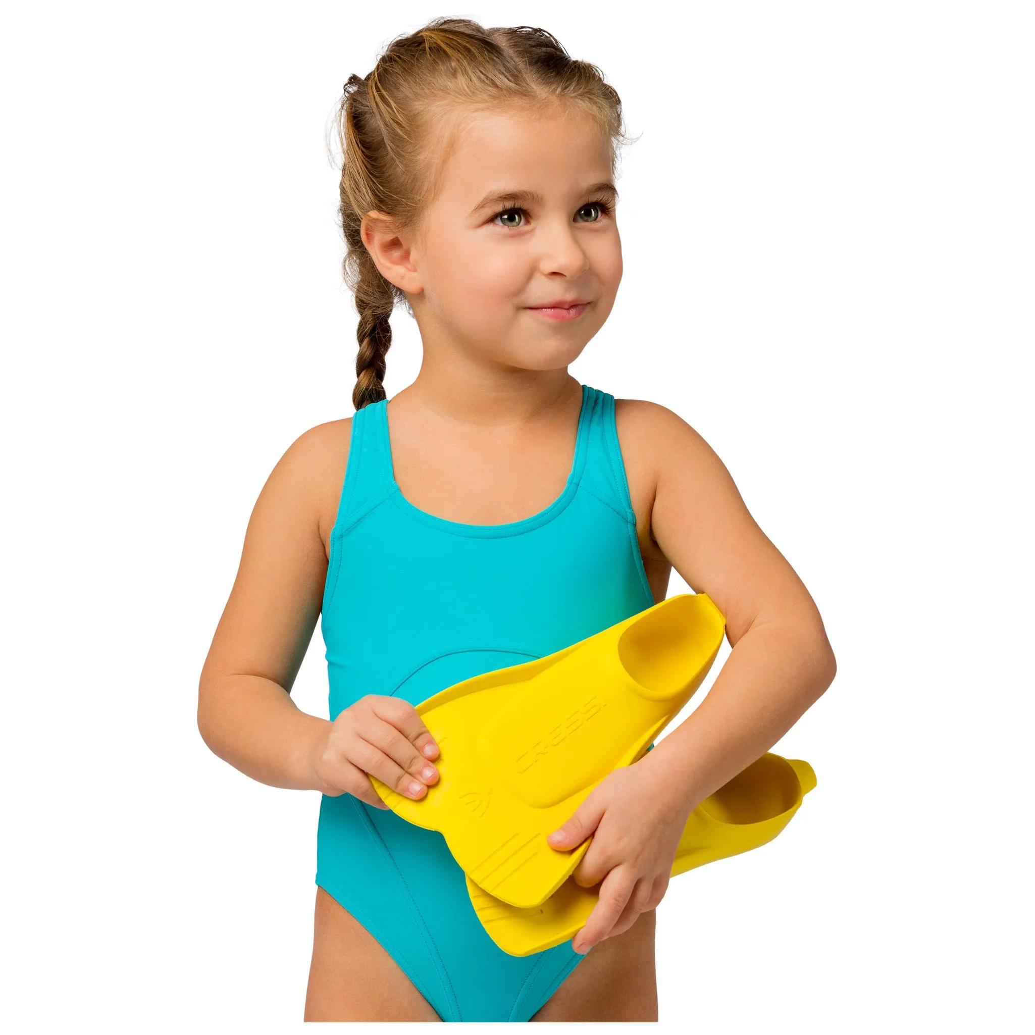 Used Cressi Kids Mini Light Floating Swim Fins - Yellow, Size - 34/35