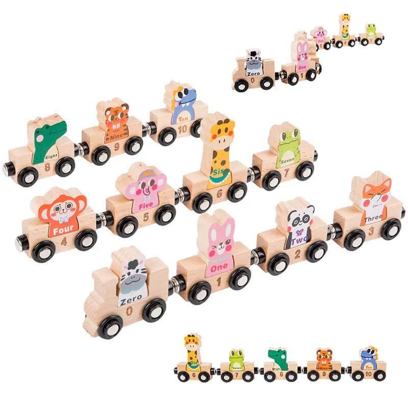 Wooden Animals Train Set