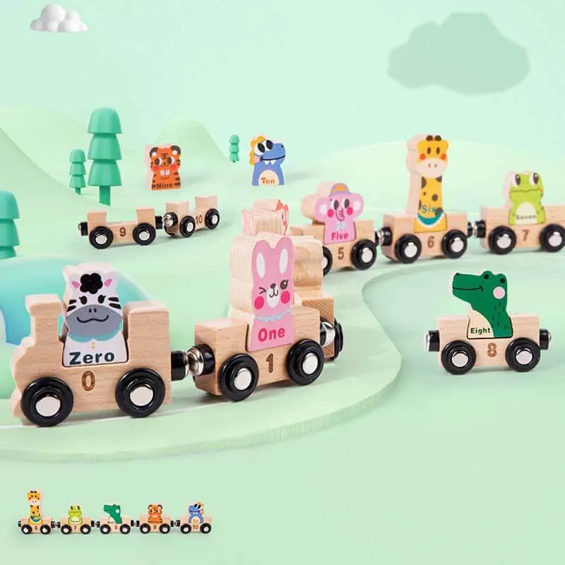 Wooden Animals Train Set