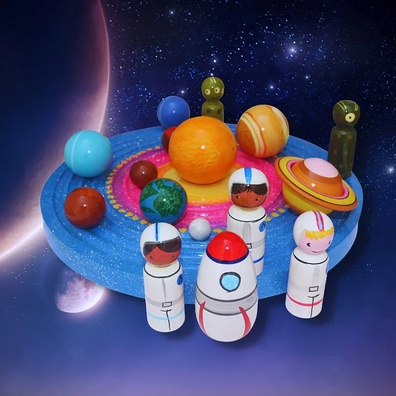 Wooden Galaxy Board Planets Set (Planets, Galaxy Board, Aliens & Astronauts)