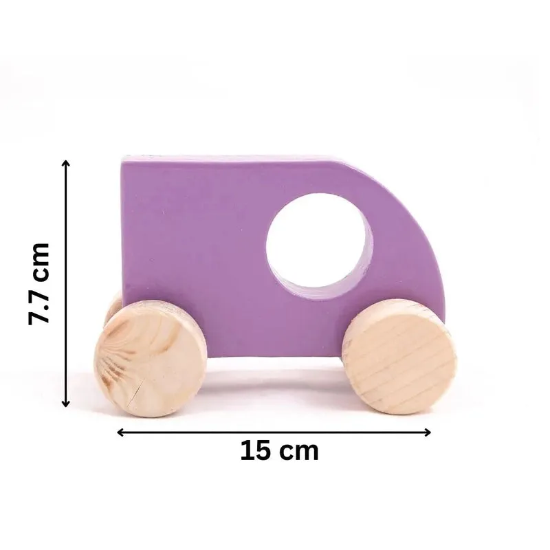 Wooden Push Toy Violet Mini Sumo Car for Kids - Small Size