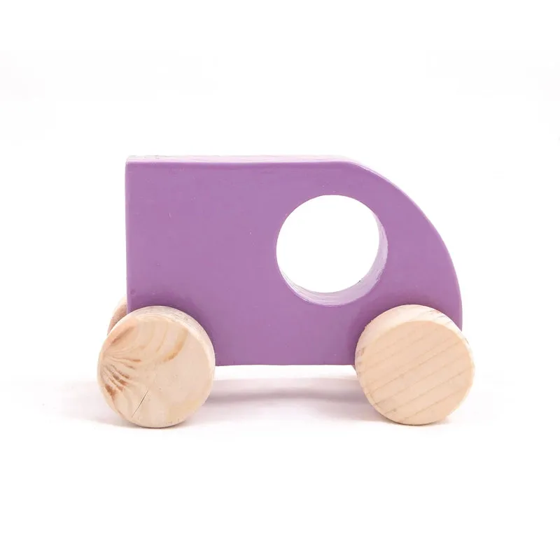 Wooden Push Toy Violet Mini Sumo Car for Kids - Small Size