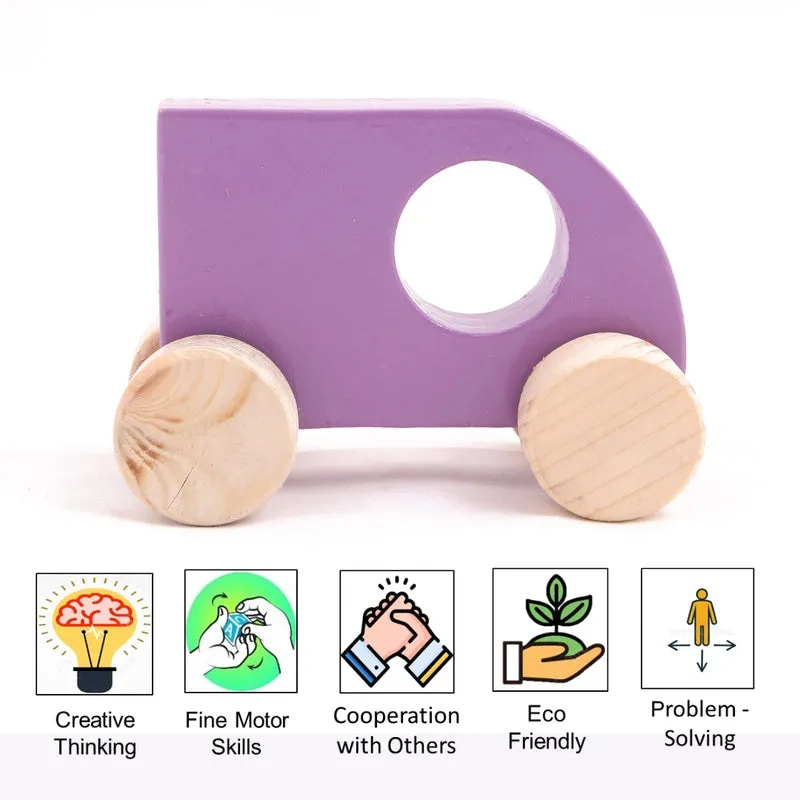 Wooden Push Toy Violet Mini Sumo Car for Kids - Small Size